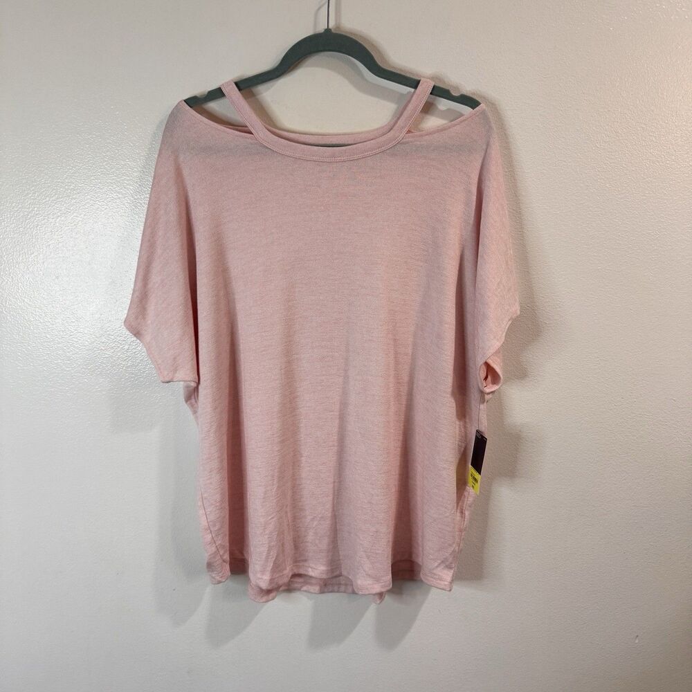 NWT Xersion Shirt XL Activewear Yoga Gym Cold Shoulder Pink Oversized Stretch